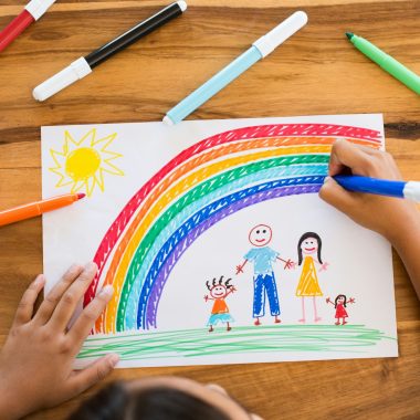 Child drawing happy family
