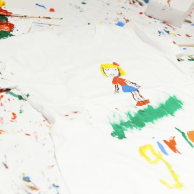 Kid’s drawing on a white T-shirt